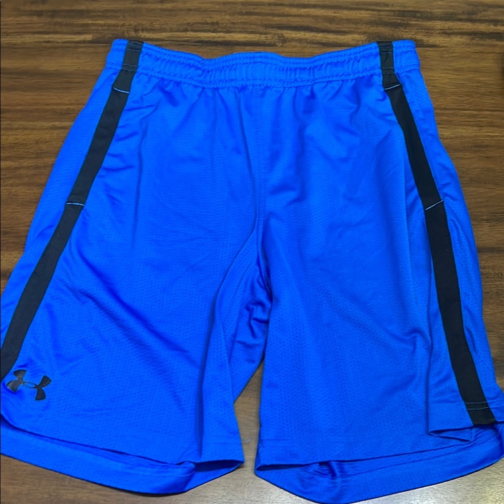 Under Armour Blue and Black Athletic Shorts with Elastic Waistband